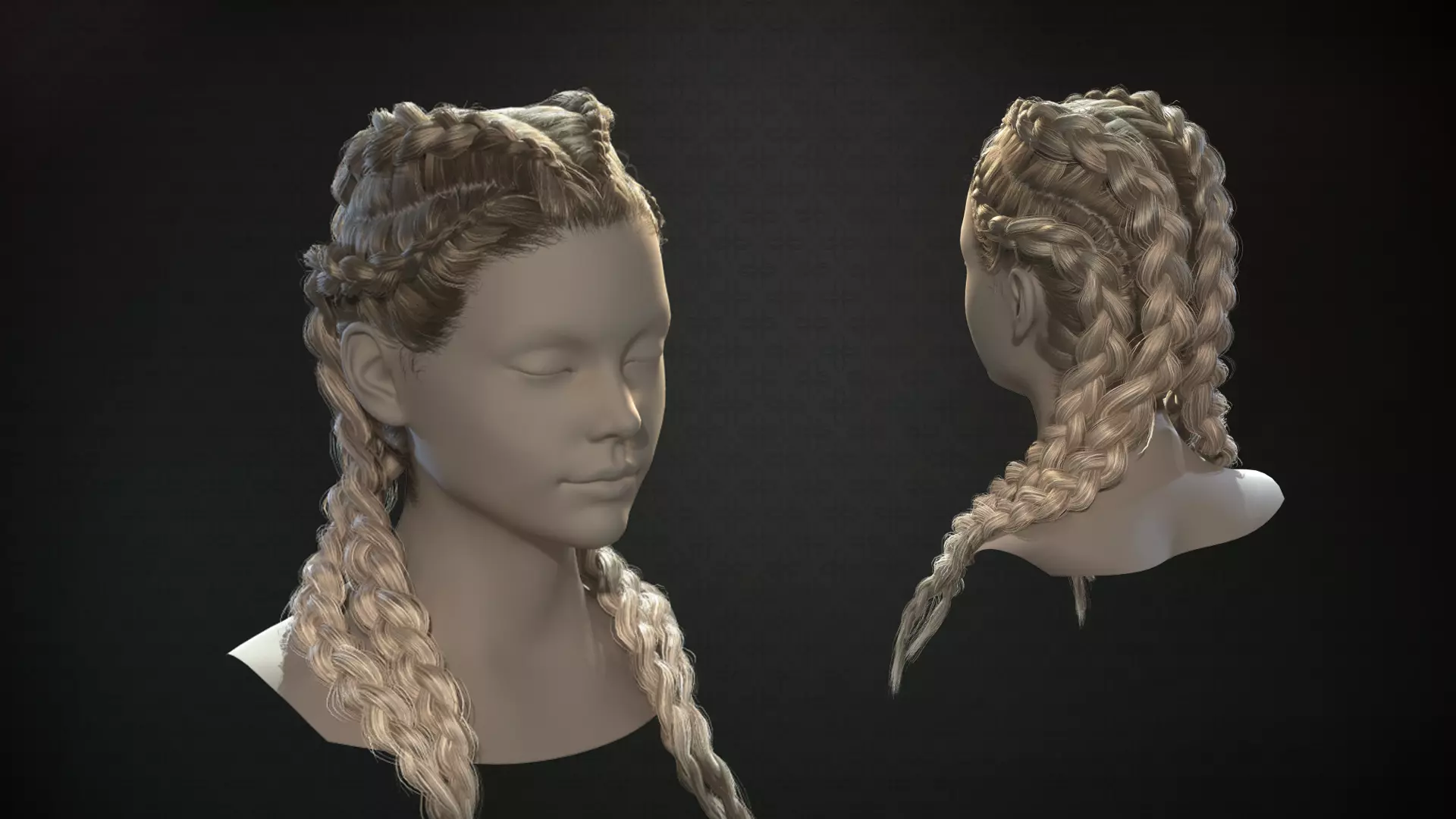 Realtime Braids Low-poly 3D model_0