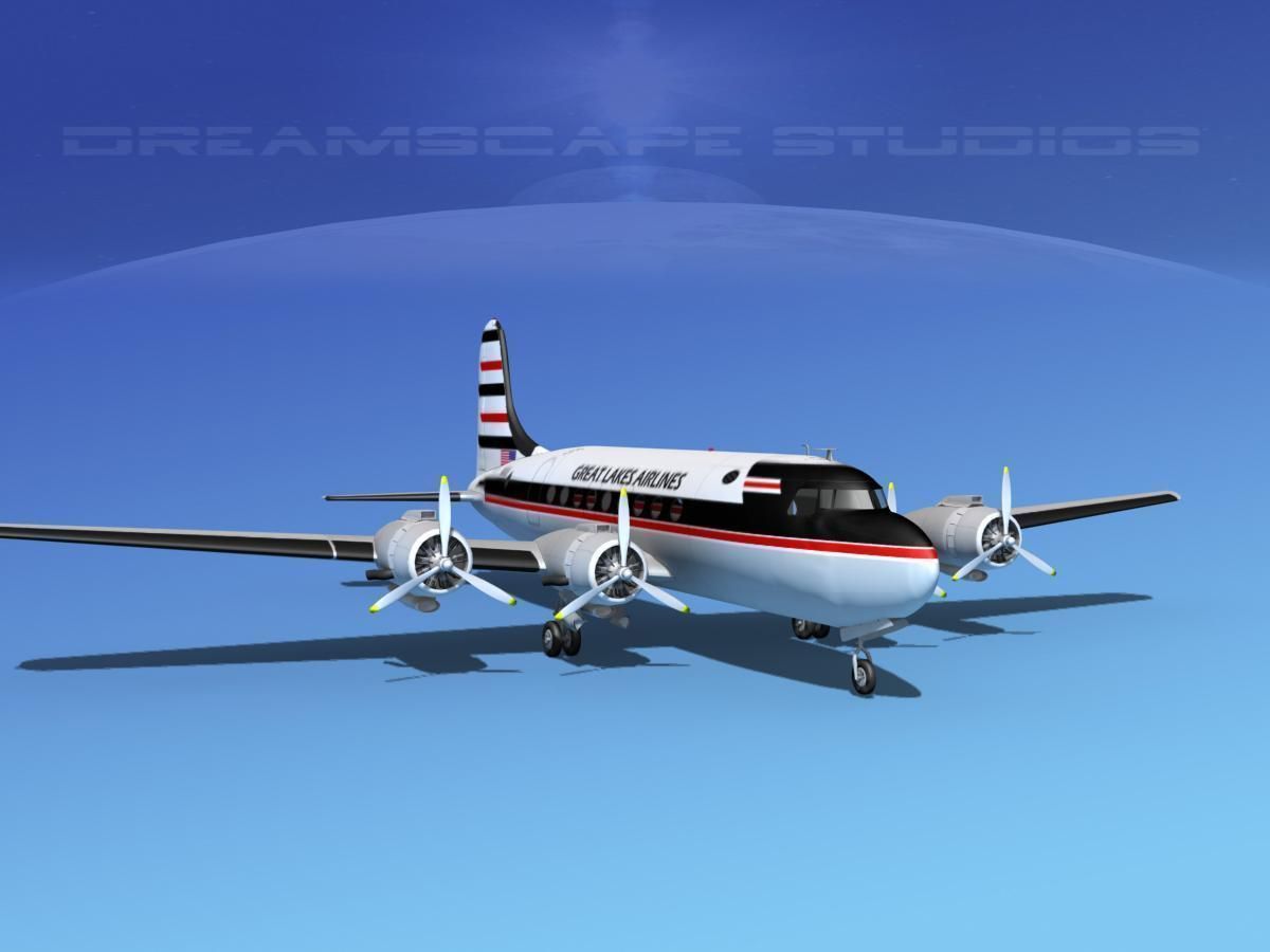 Douglas DC-4 Great Lakes Airlines 3D model_2