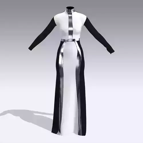 DRESS  BLACK WHITE METALIC STRAP LOOK