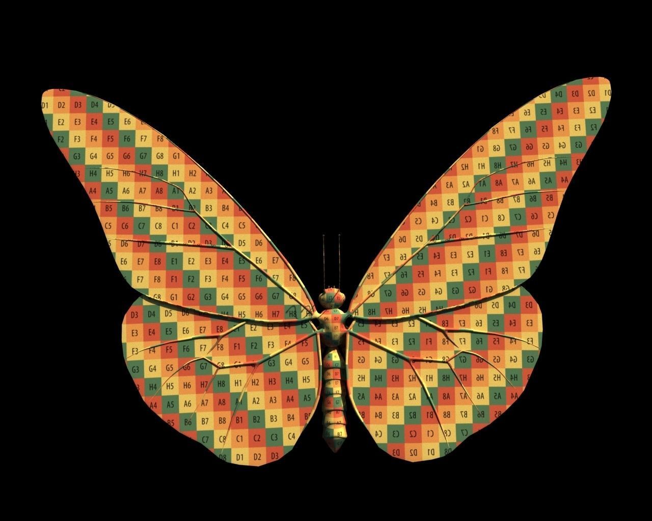 Butterfly 3d model with wings Low-poly 3D model_3