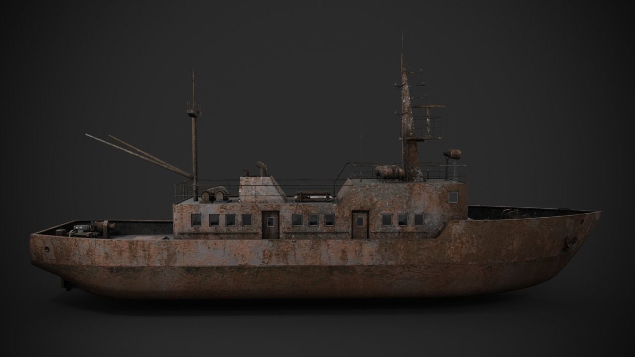 Old rusted abandoned vessel 3D model_5