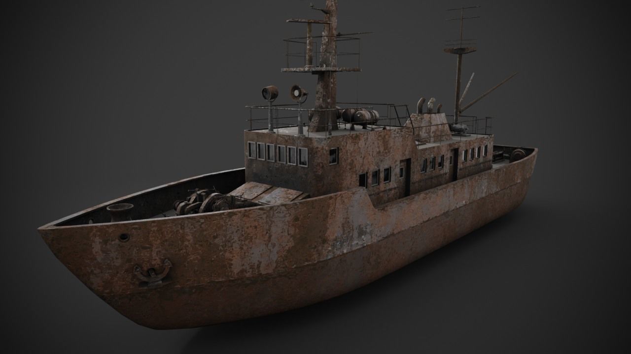 Old rusted abandoned vessel 3D model_7