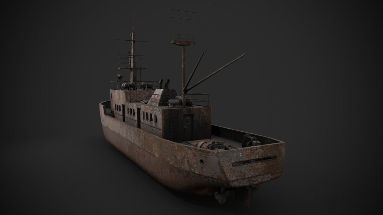 Old rusted abandoned vessel 3D model_3