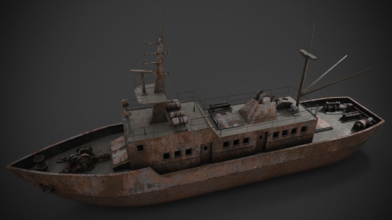 Old rusted abandoned vessel 3D model_8