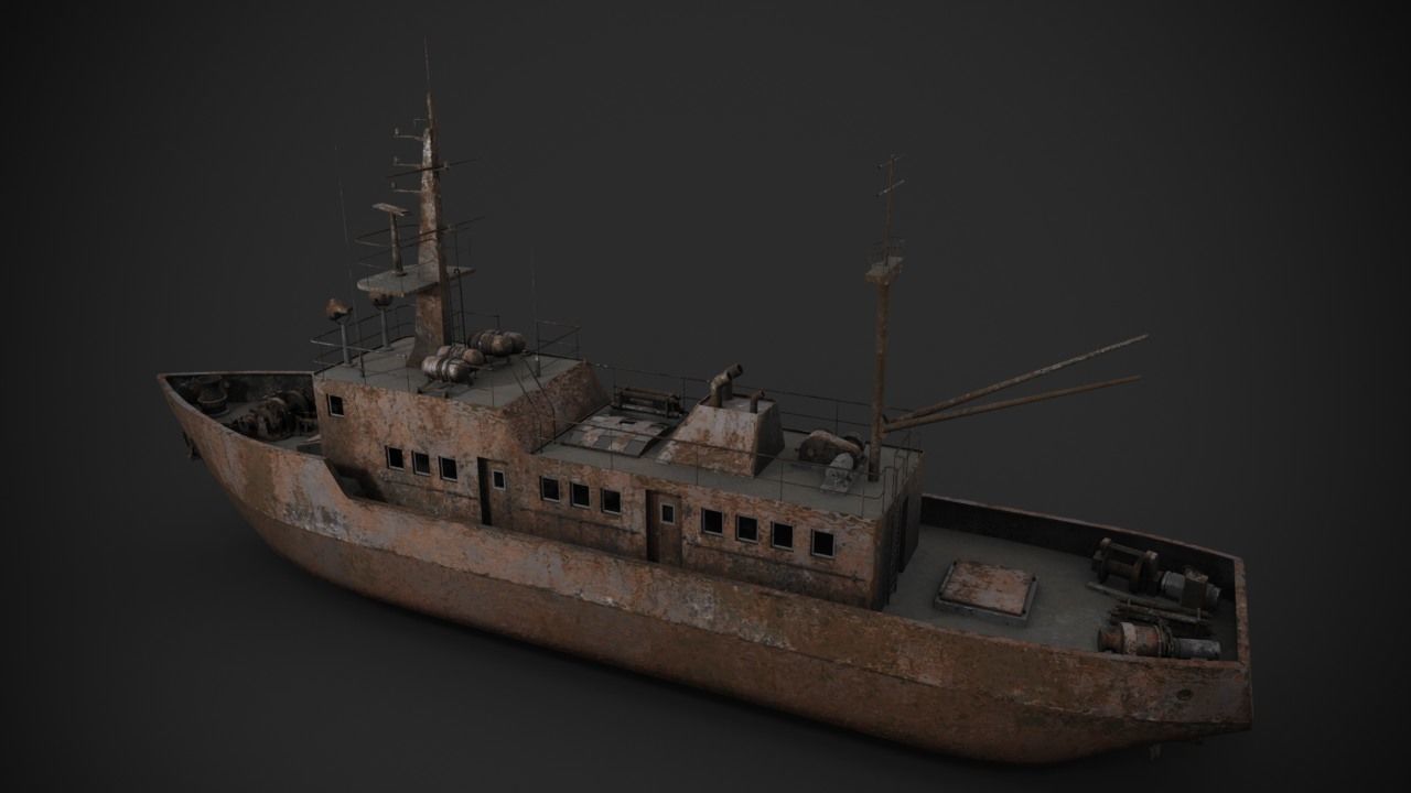 Old rusted abandoned vessel 3D model_2