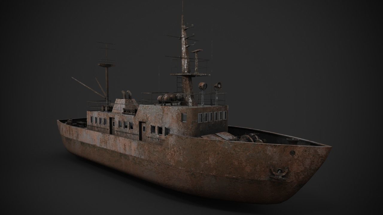 Old rusted abandoned vessel 3D model_6