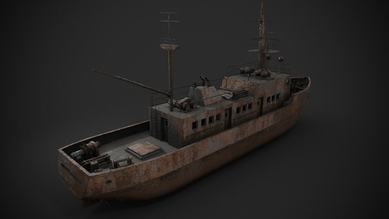 Old rusted abandoned vessel 3D model_4