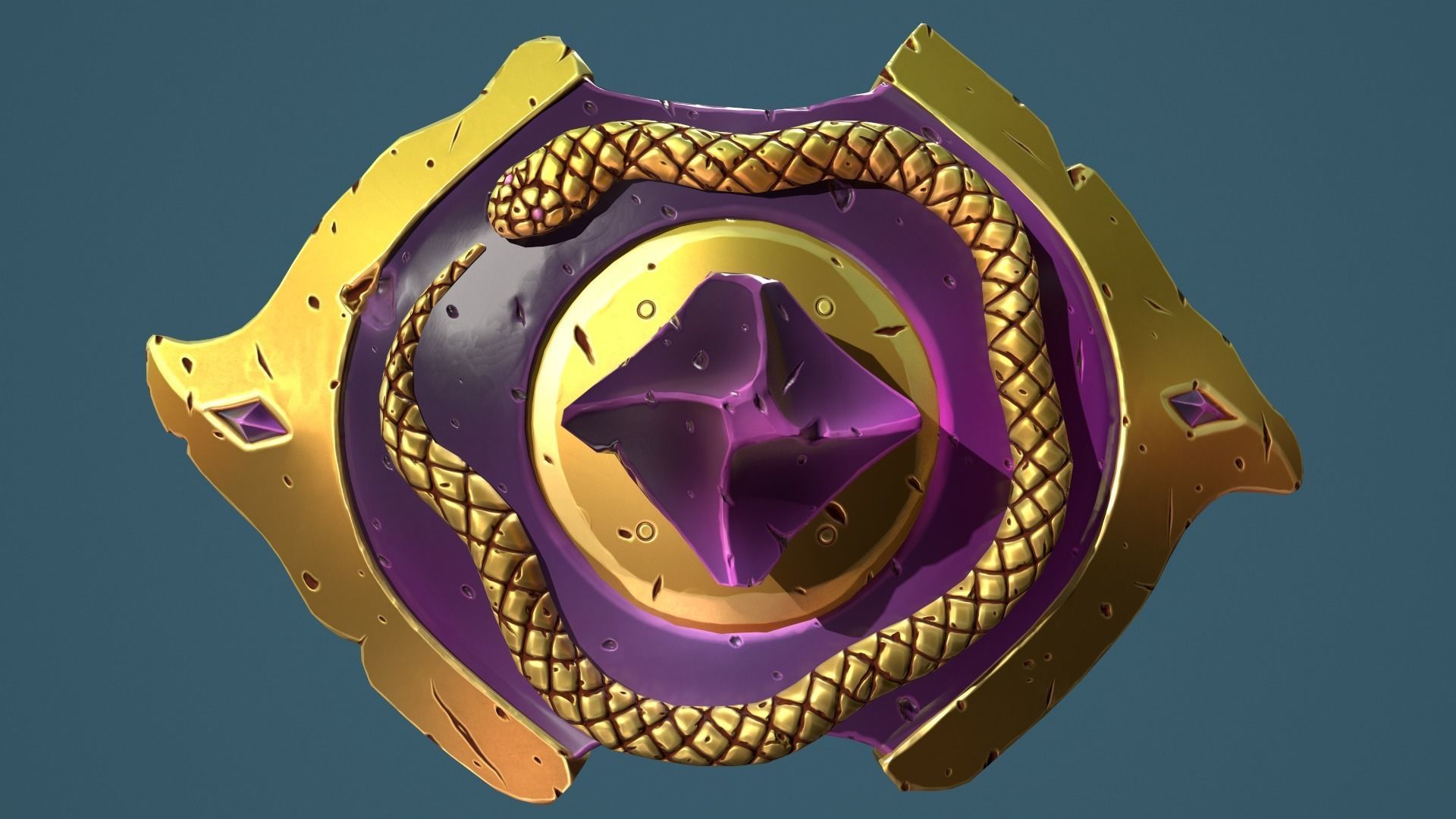 Snake shield Low-poly 3D model_8