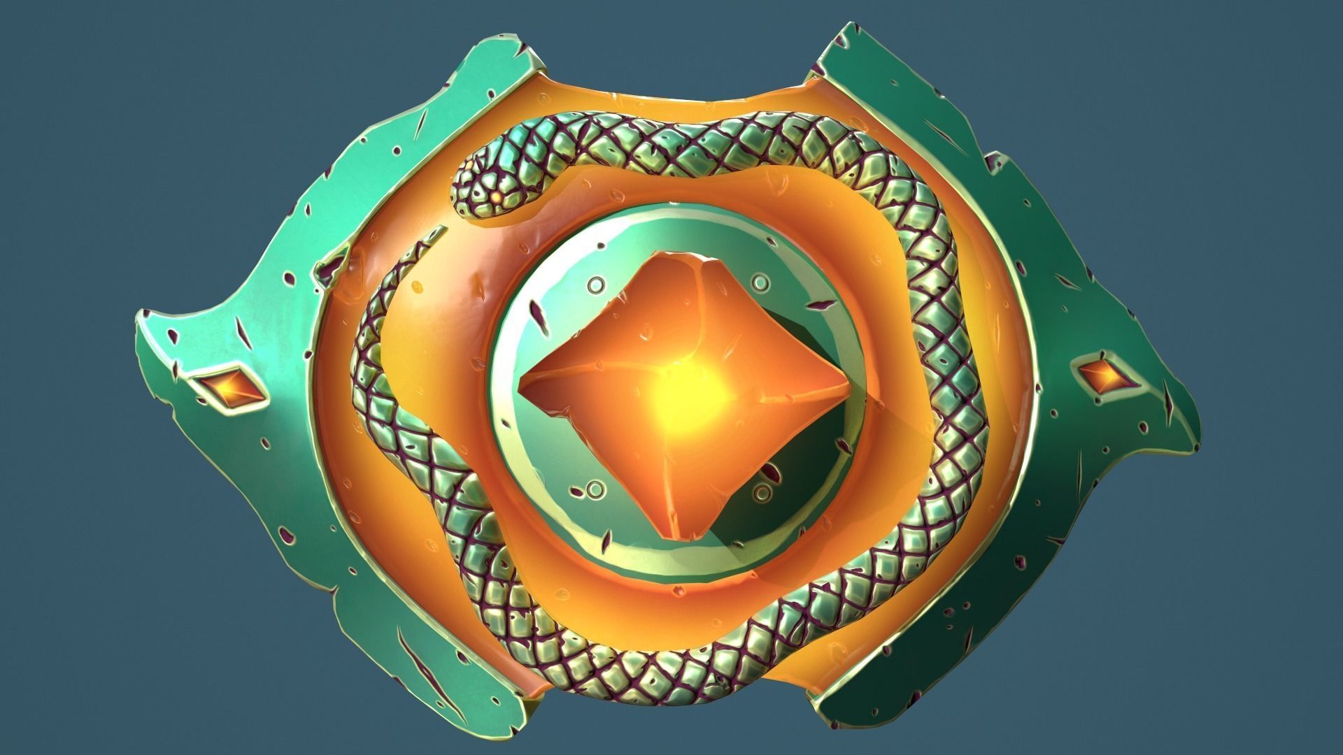 Snake shield Low-poly 3D model_7