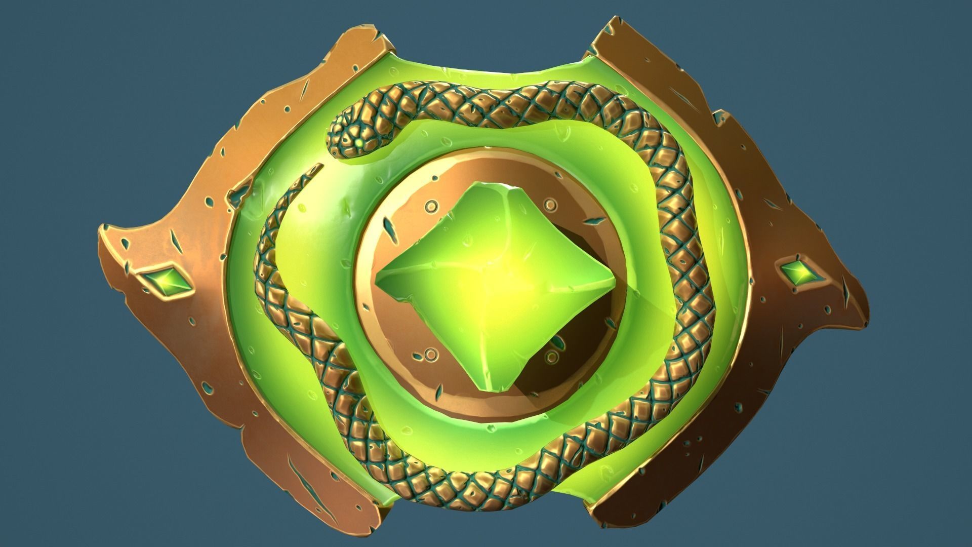 Snake shield Low-poly 3D model_2
