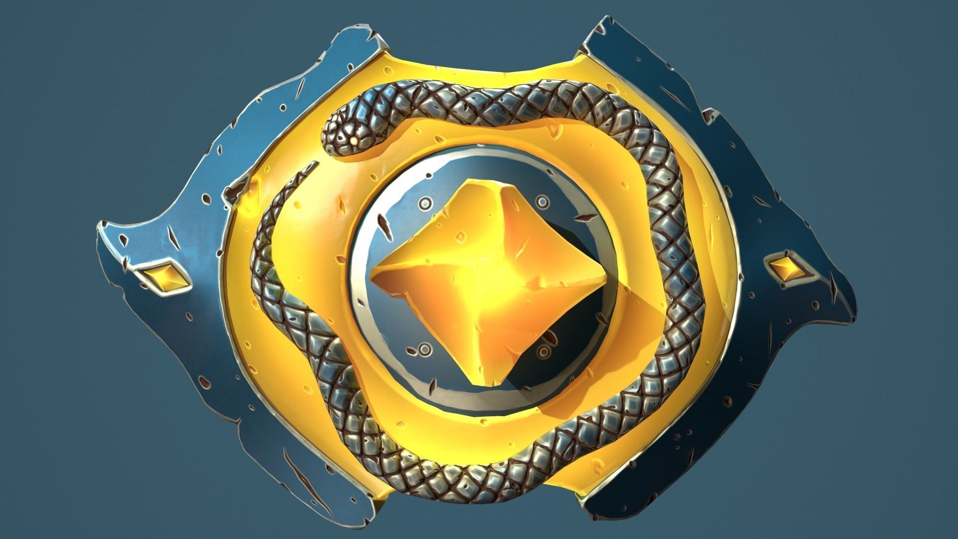 Snake shield Low-poly 3D model_17