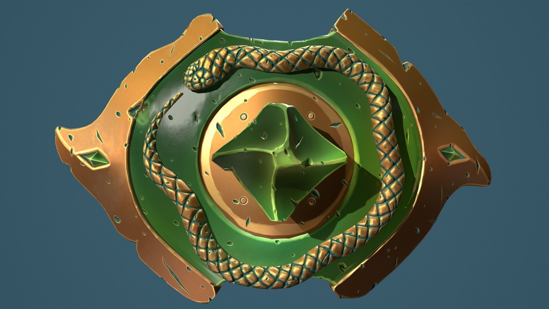 Snake shield Low-poly 3D model_1