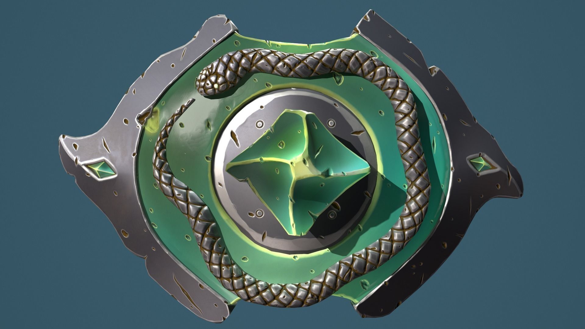 Snake shield Low-poly 3D model_14