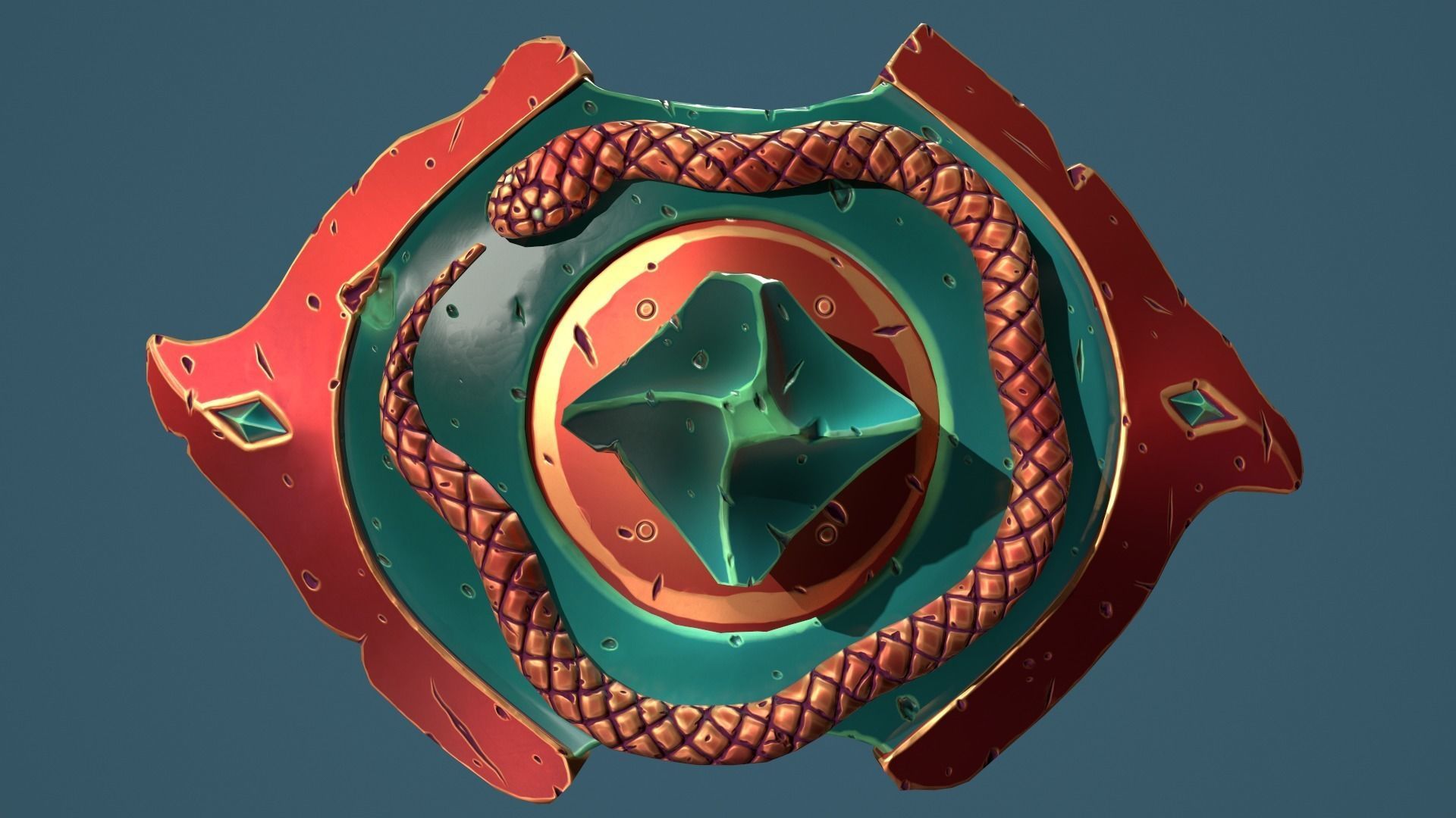 Snake shield Low-poly 3D model_4