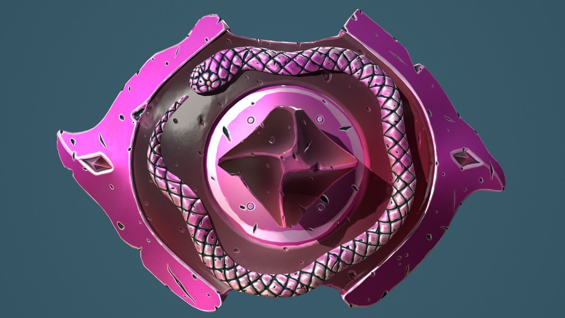 Snake shield Low-poly 3D model_10