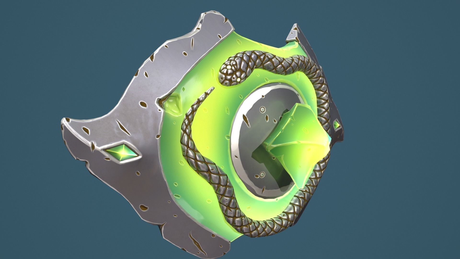Snake shield Low-poly 3D model_20