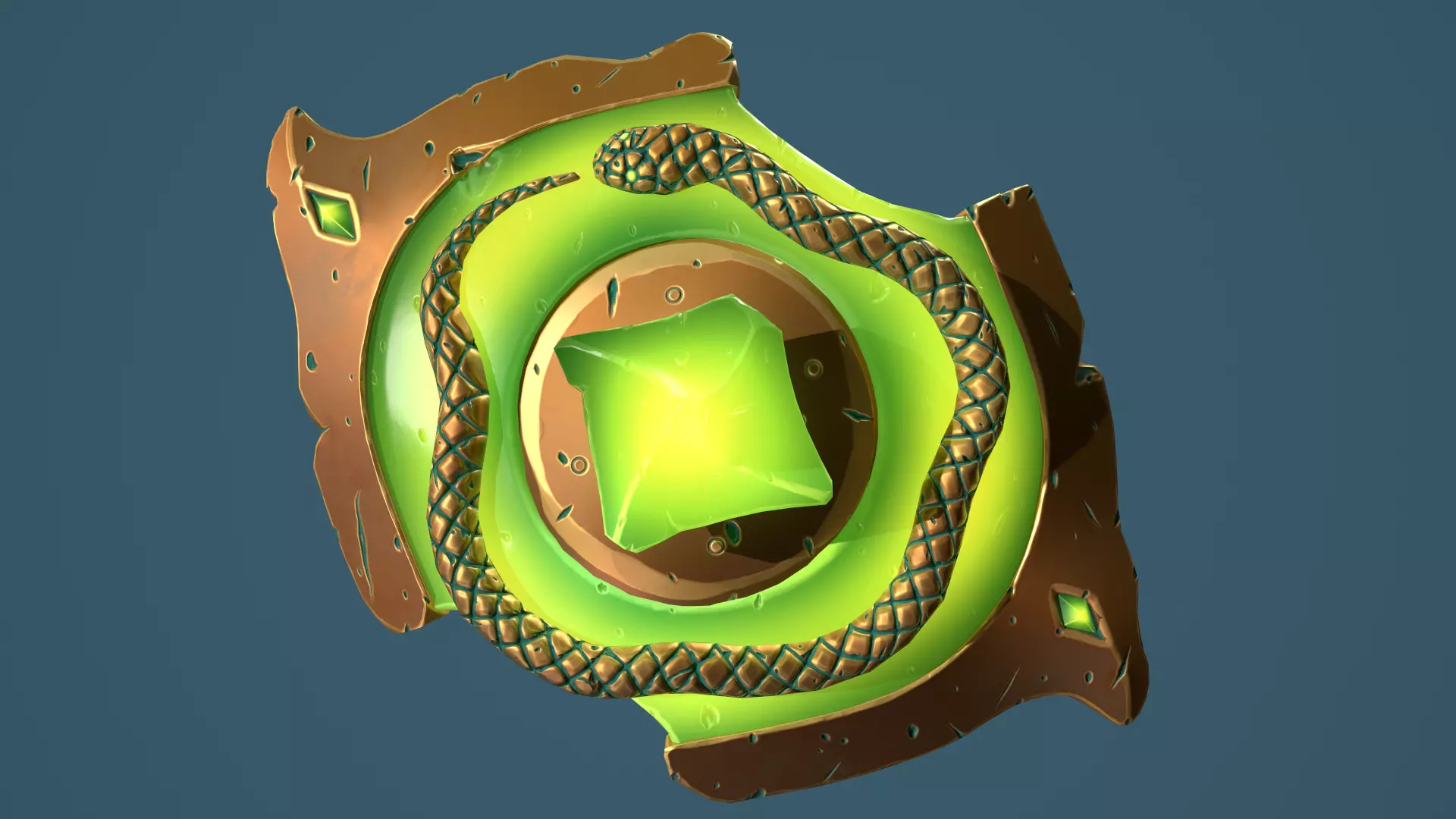 Snake shield Low-poly 3D model_0