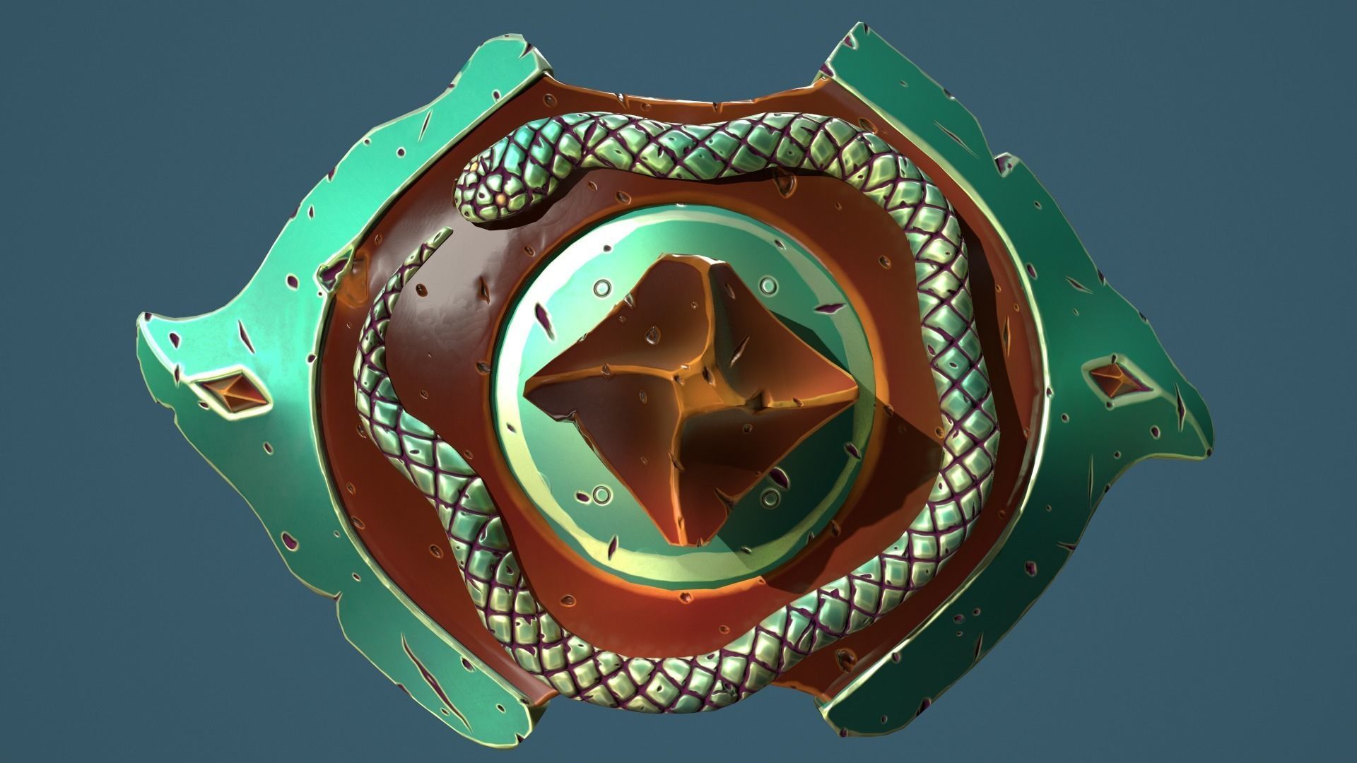 Snake shield Low-poly 3D model_6