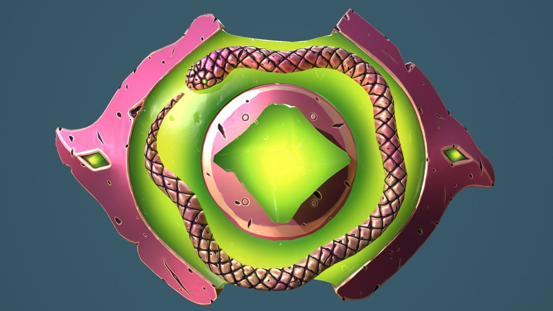 Snake shield Low-poly 3D model_19