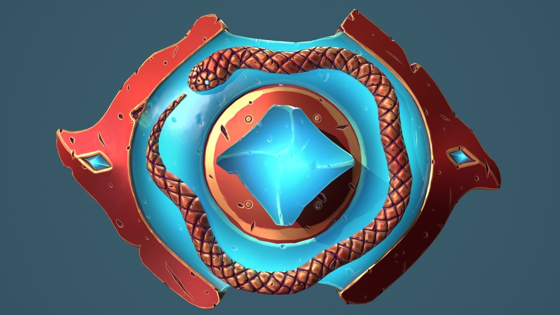 Snake shield Low-poly 3D model_5