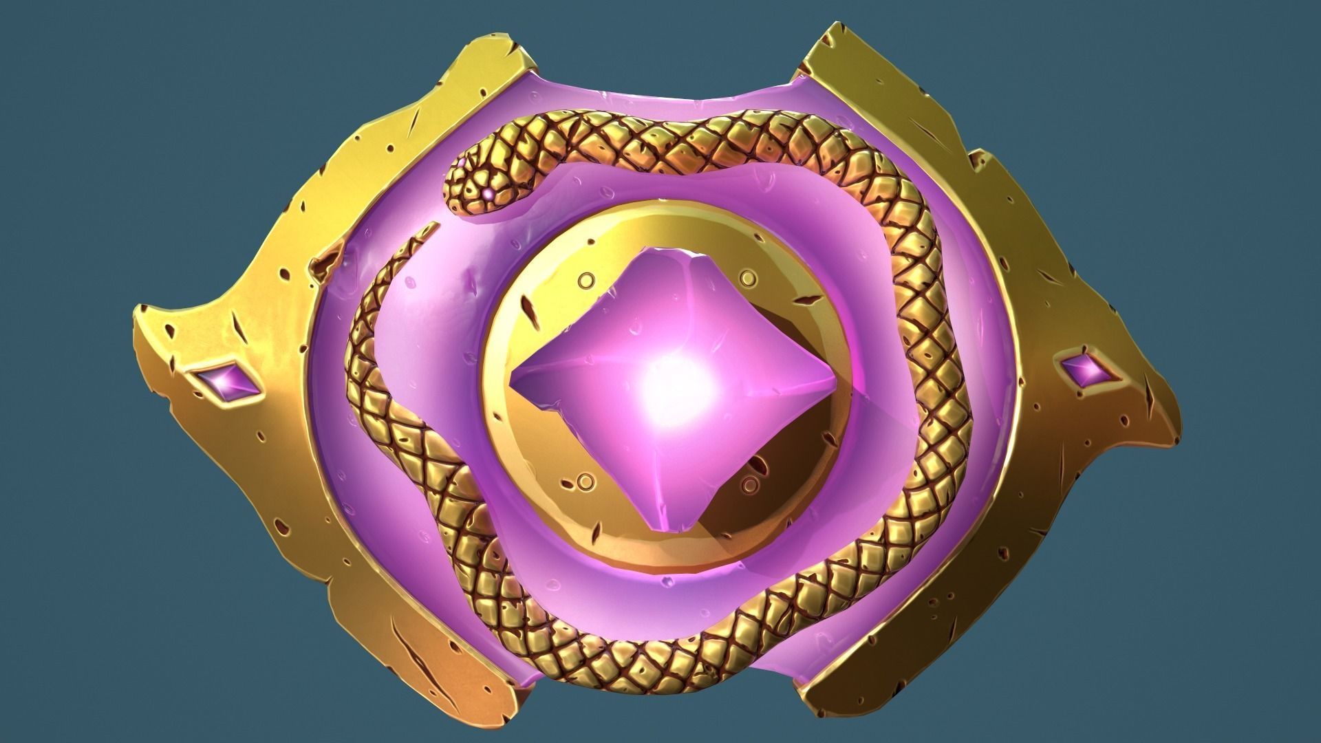 Snake shield Low-poly 3D model_9