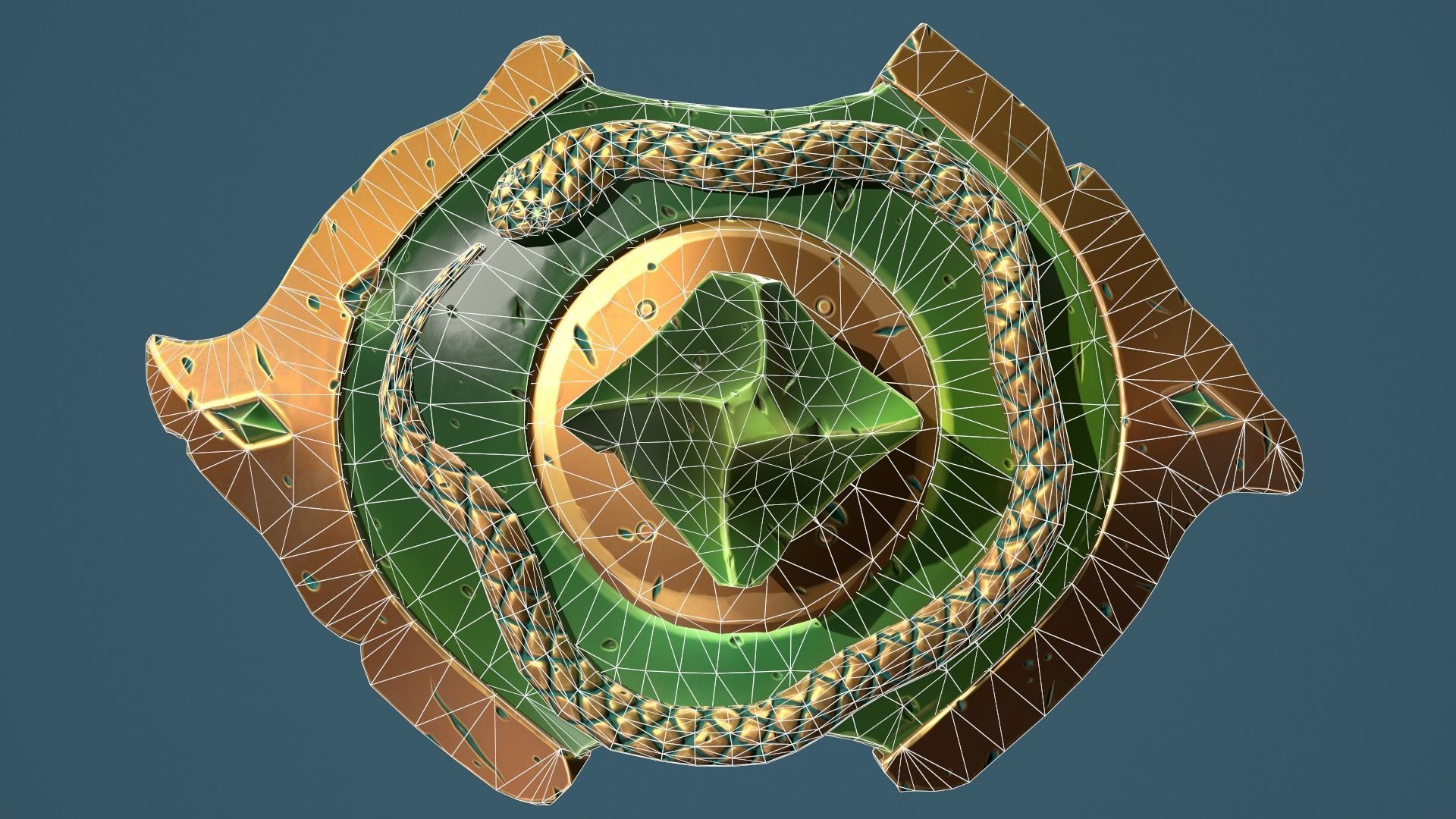 Snake shield Low-poly 3D model_3