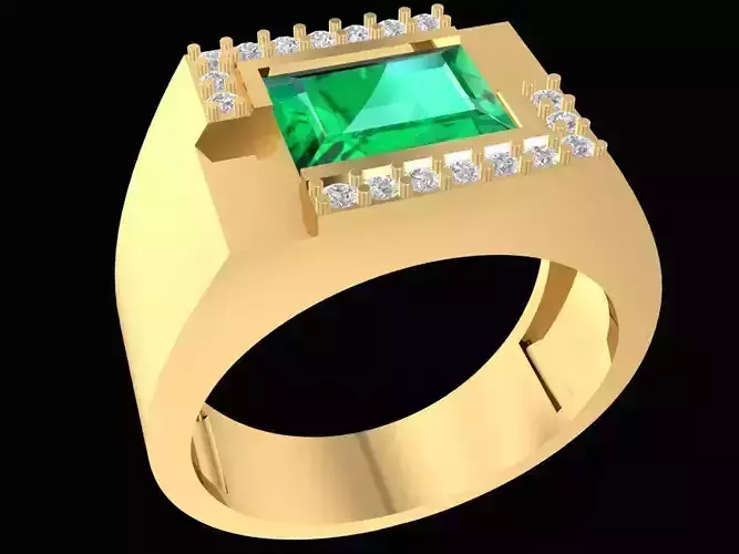 emeral and diamond men ring 2848