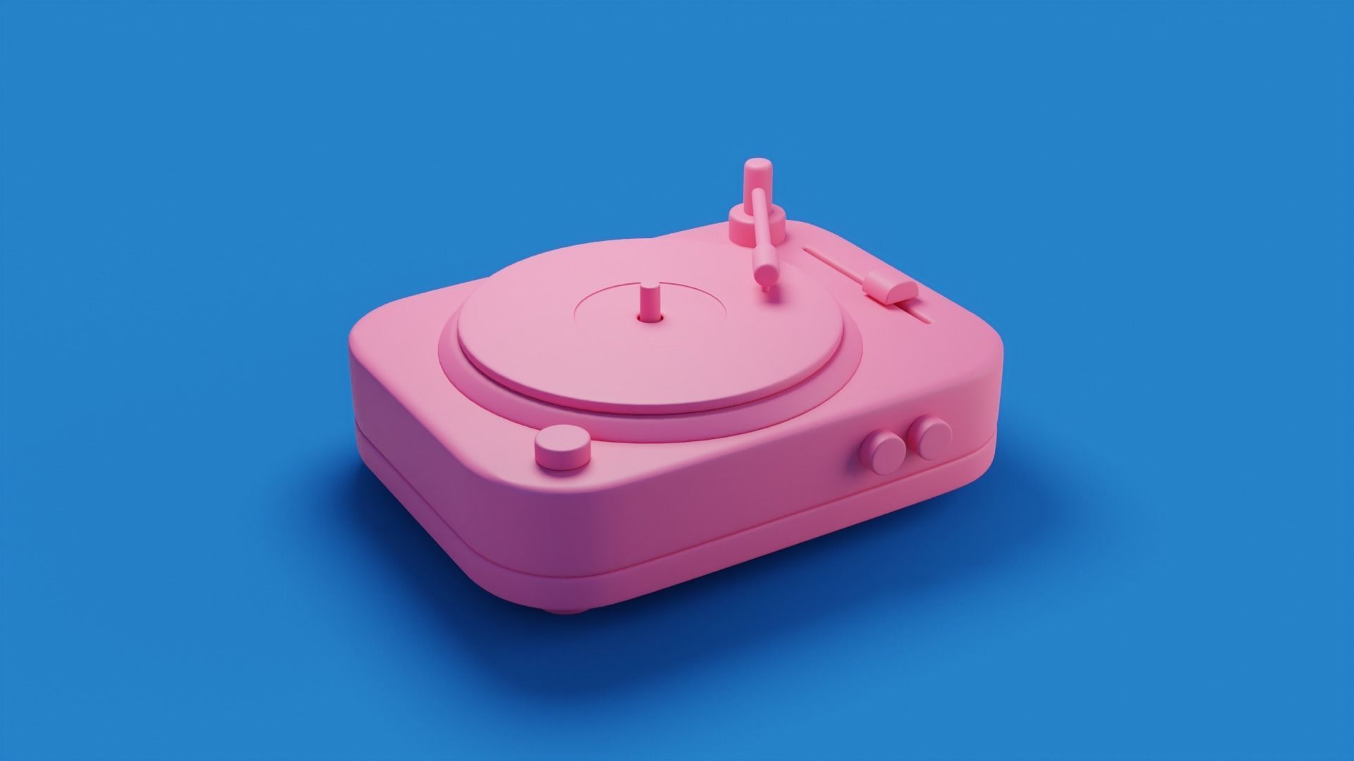 Cartoon vinyl record player Low-poly 3D model_7