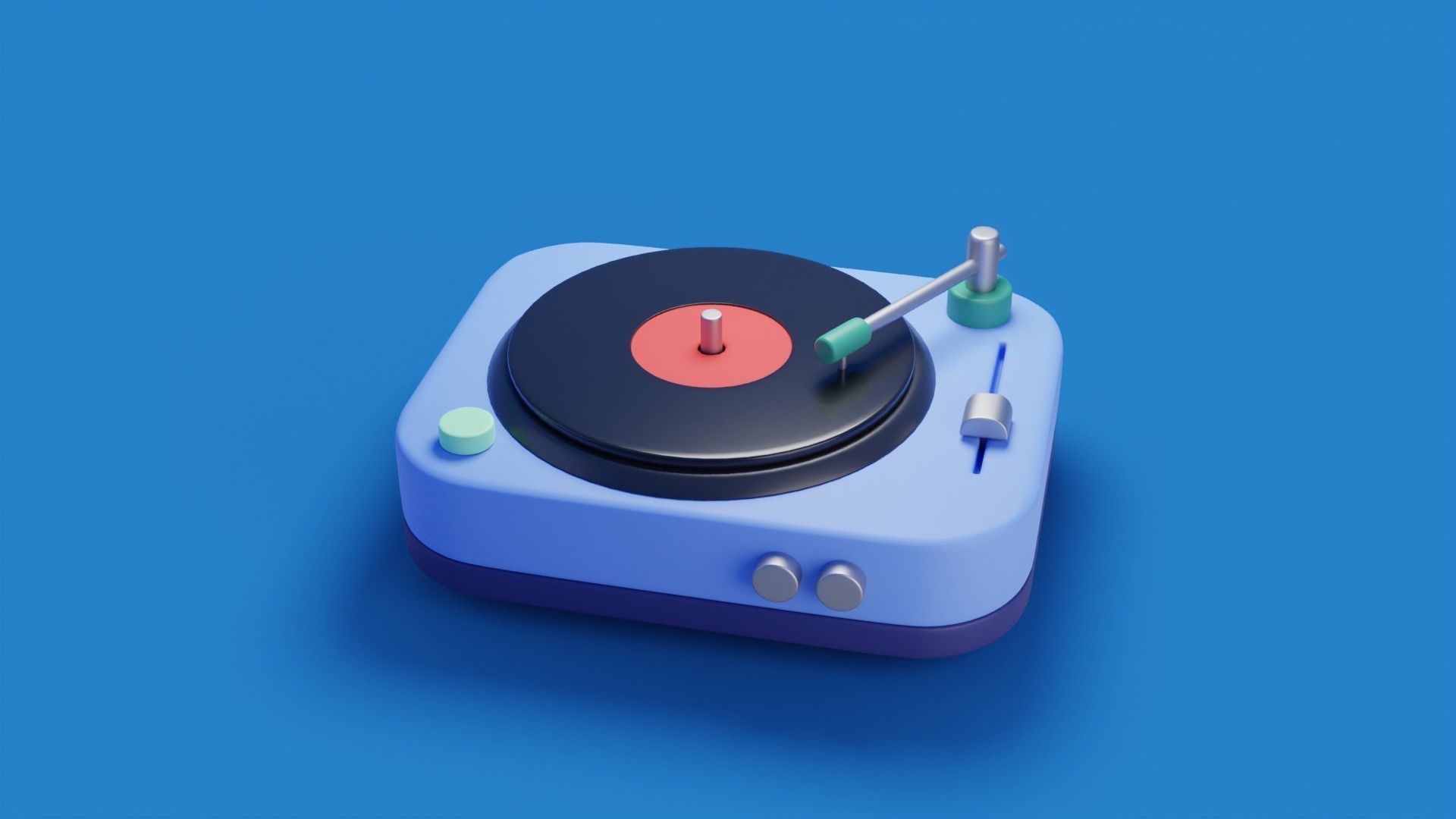 Cartoon vinyl record player Low-poly 3D model_8
