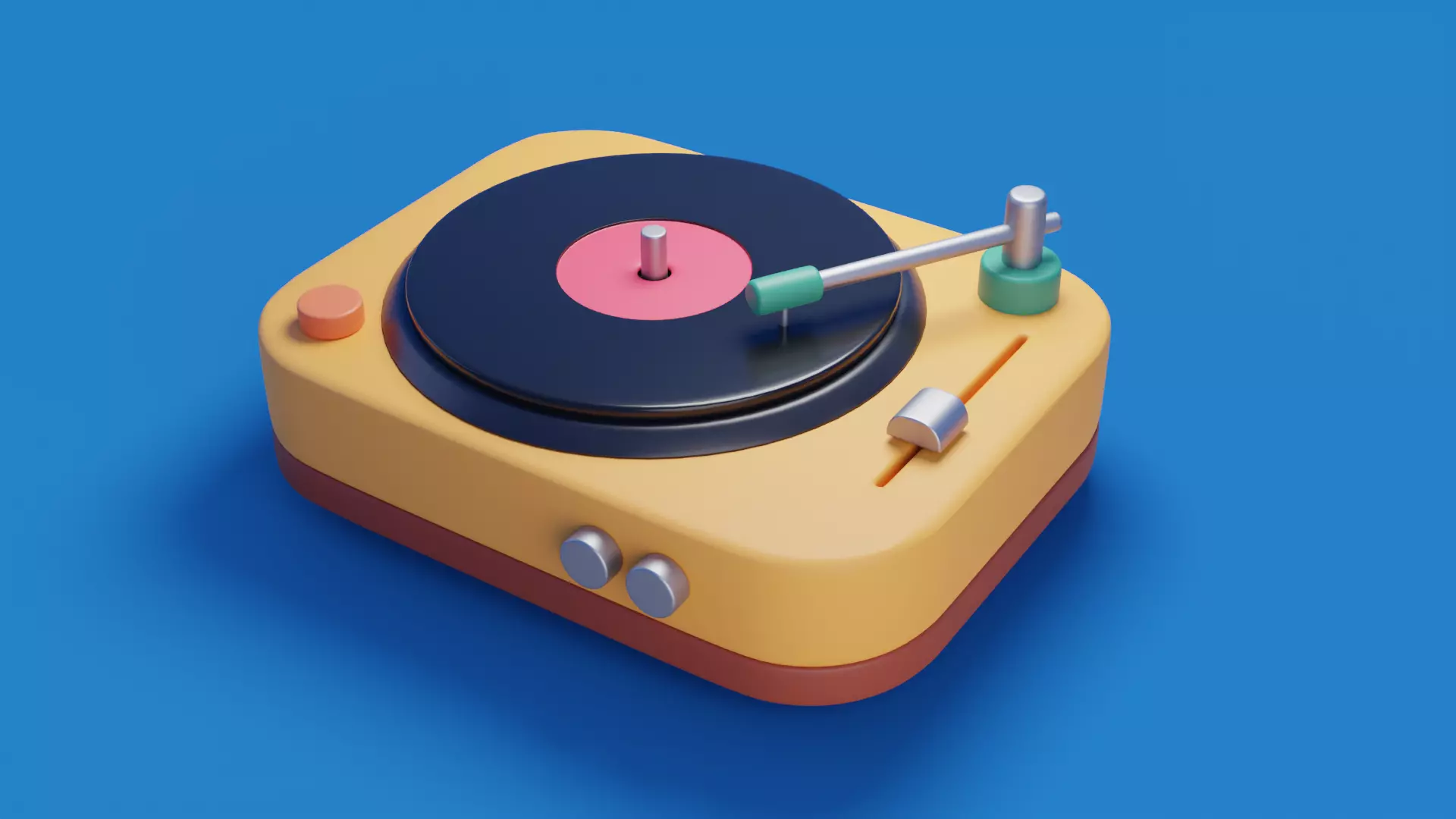 Cartoon vinyl record player Low-poly 3D model_0