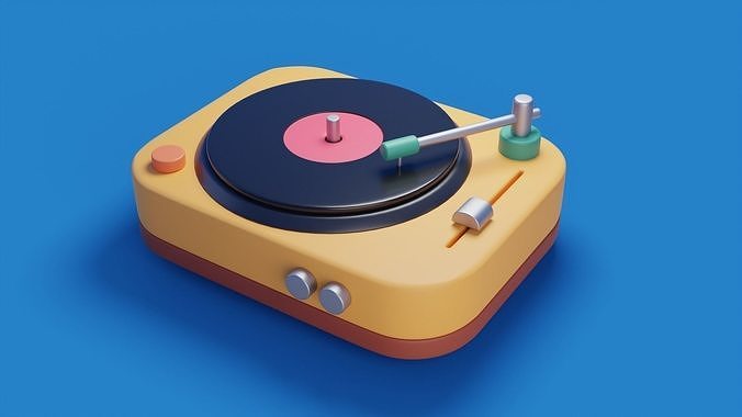 Cartoon vinyl record player Low-poly 3D model