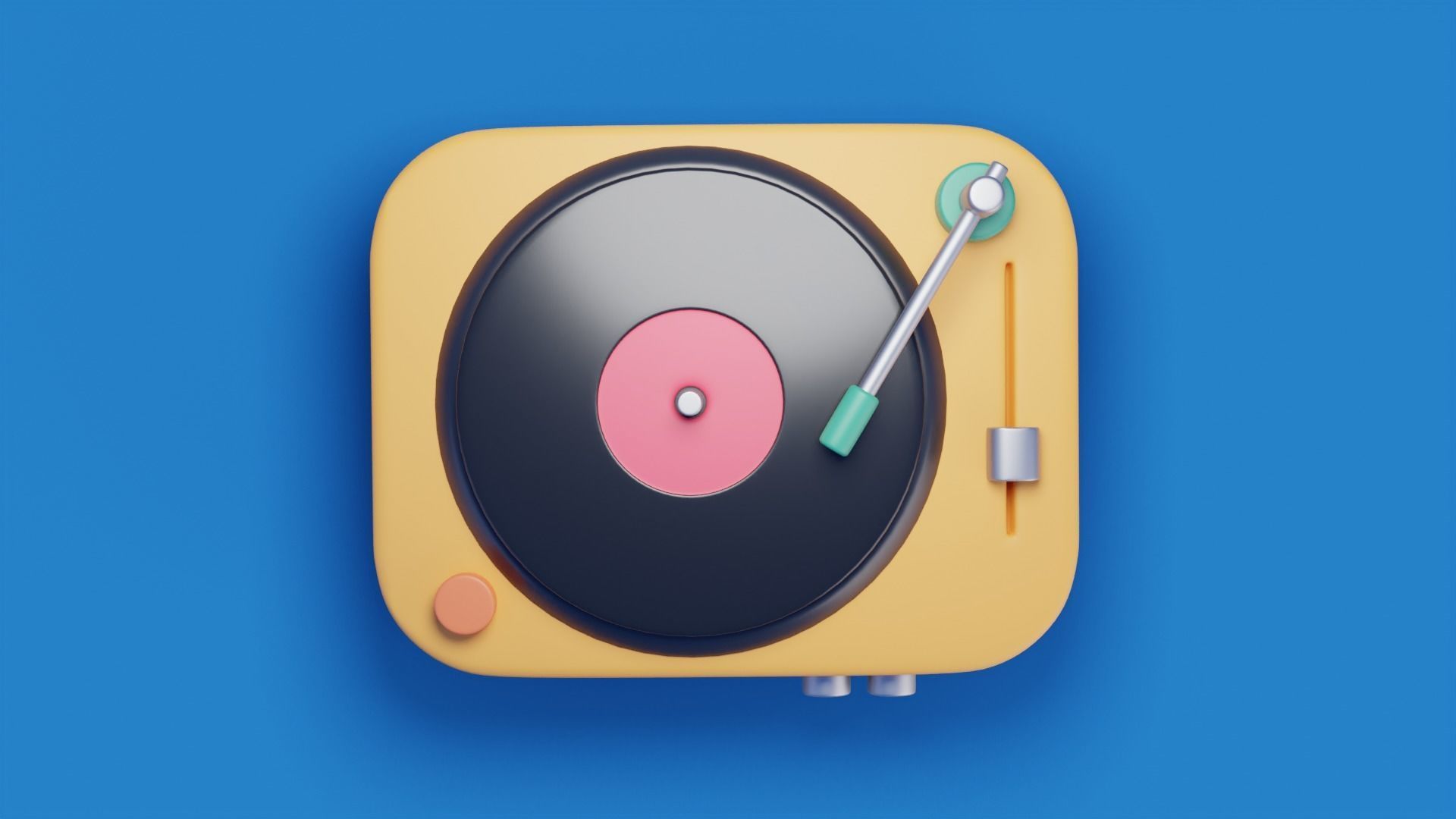 Cartoon vinyl record player Low-poly 3D model_4