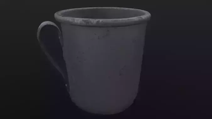 old aluminum mug Low-poly 3D model