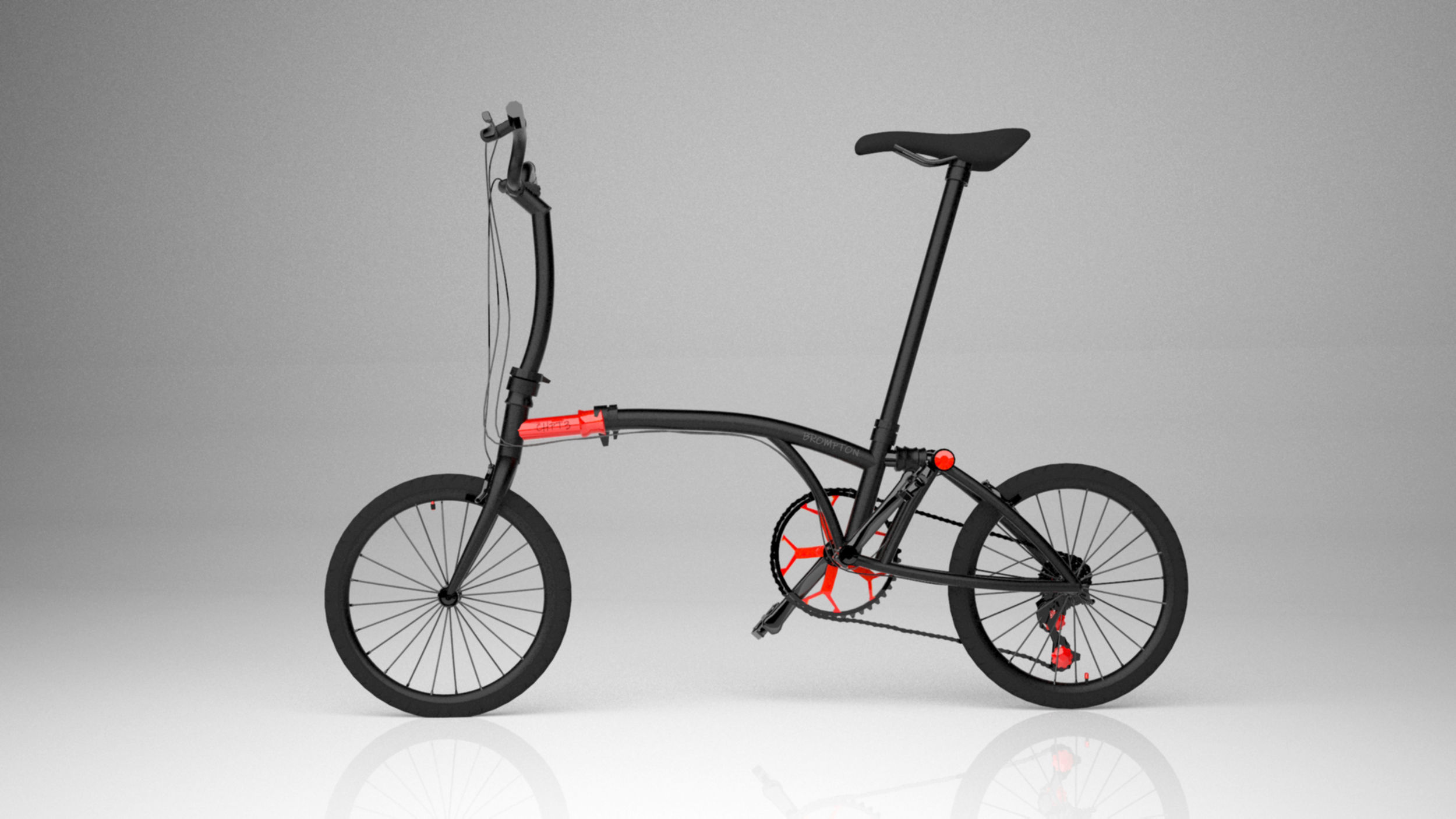 Brompton Chpt3 Black Red bicycle 3d model 3d max 2020 with vray  3D model_6