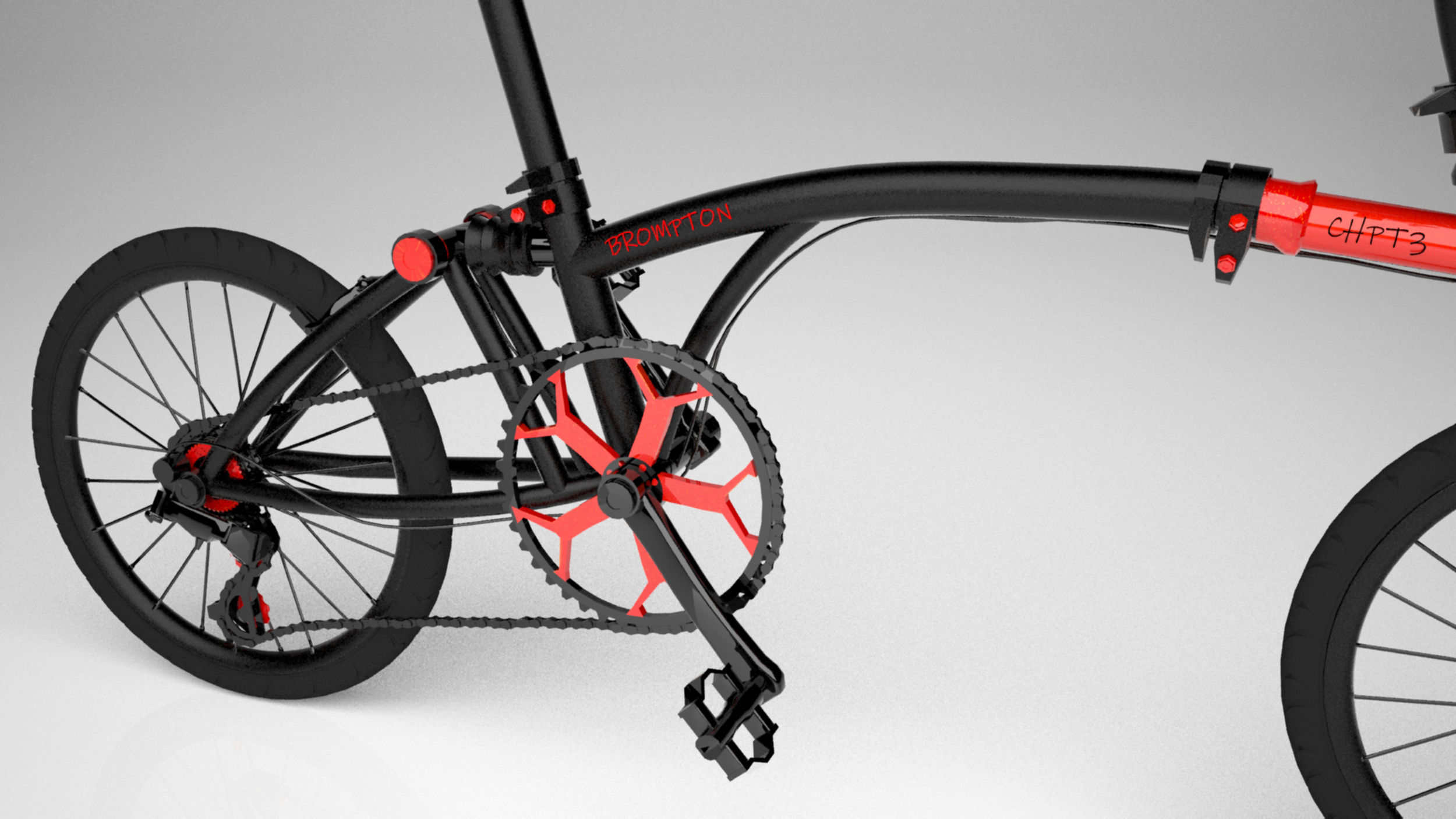 Brompton Chpt3 Black Red bicycle 3d model 3d max 2020 with vray  3D model_10