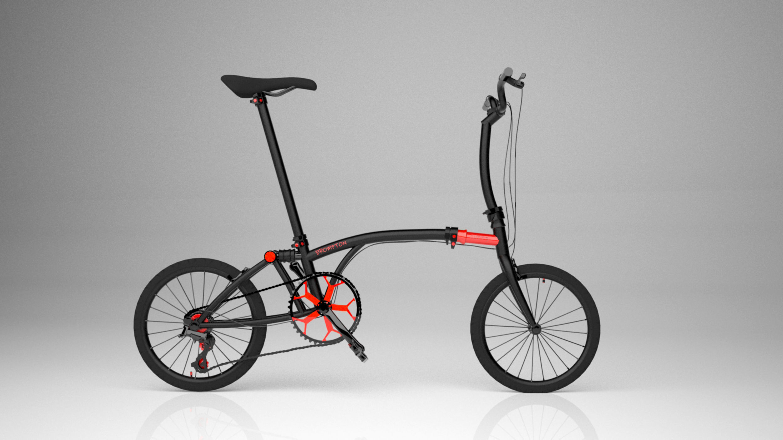 Brompton Chpt3 Black Red bicycle 3d model 3d max 2020 with vray  3D model_1