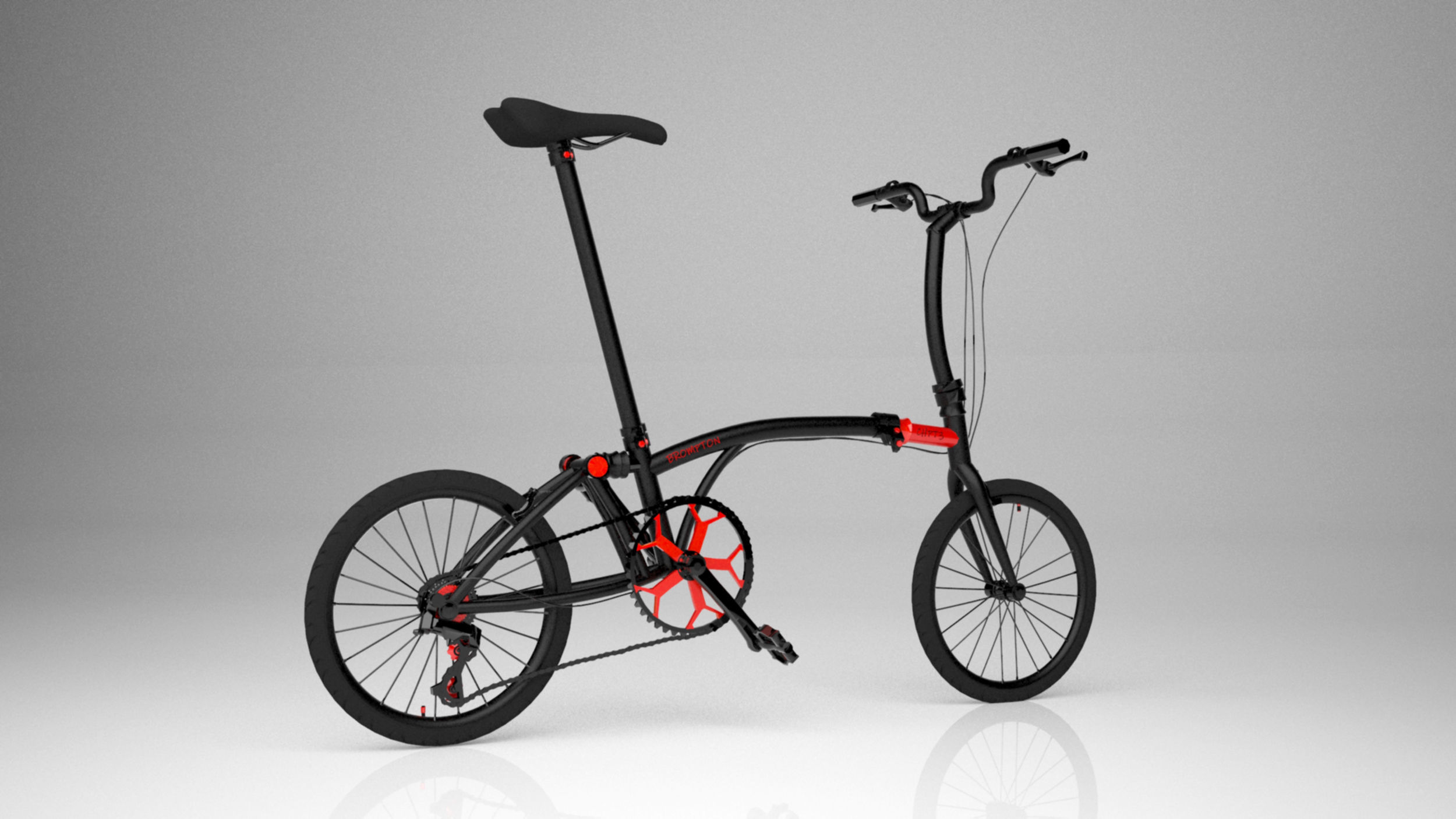 Brompton Chpt3 Black Red bicycle 3d model 3d max 2020 with vray  3D model_2