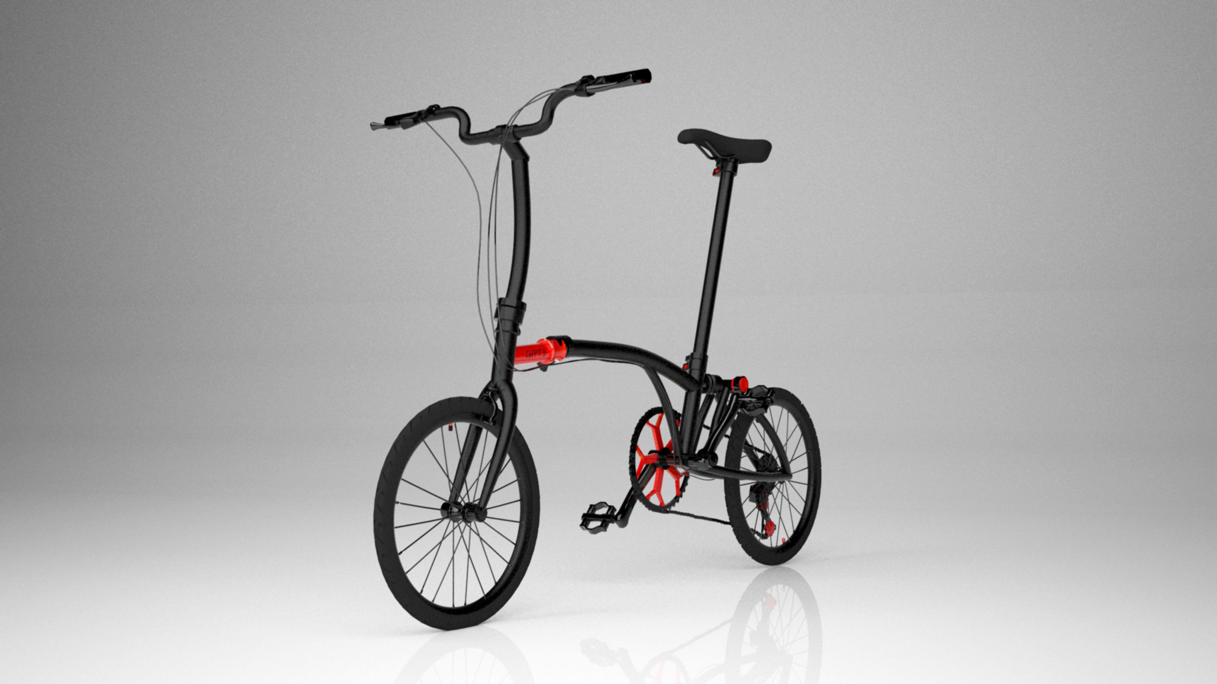Brompton Chpt3 Black Red bicycle 3d model 3d max 2020 with vray  3D model_7