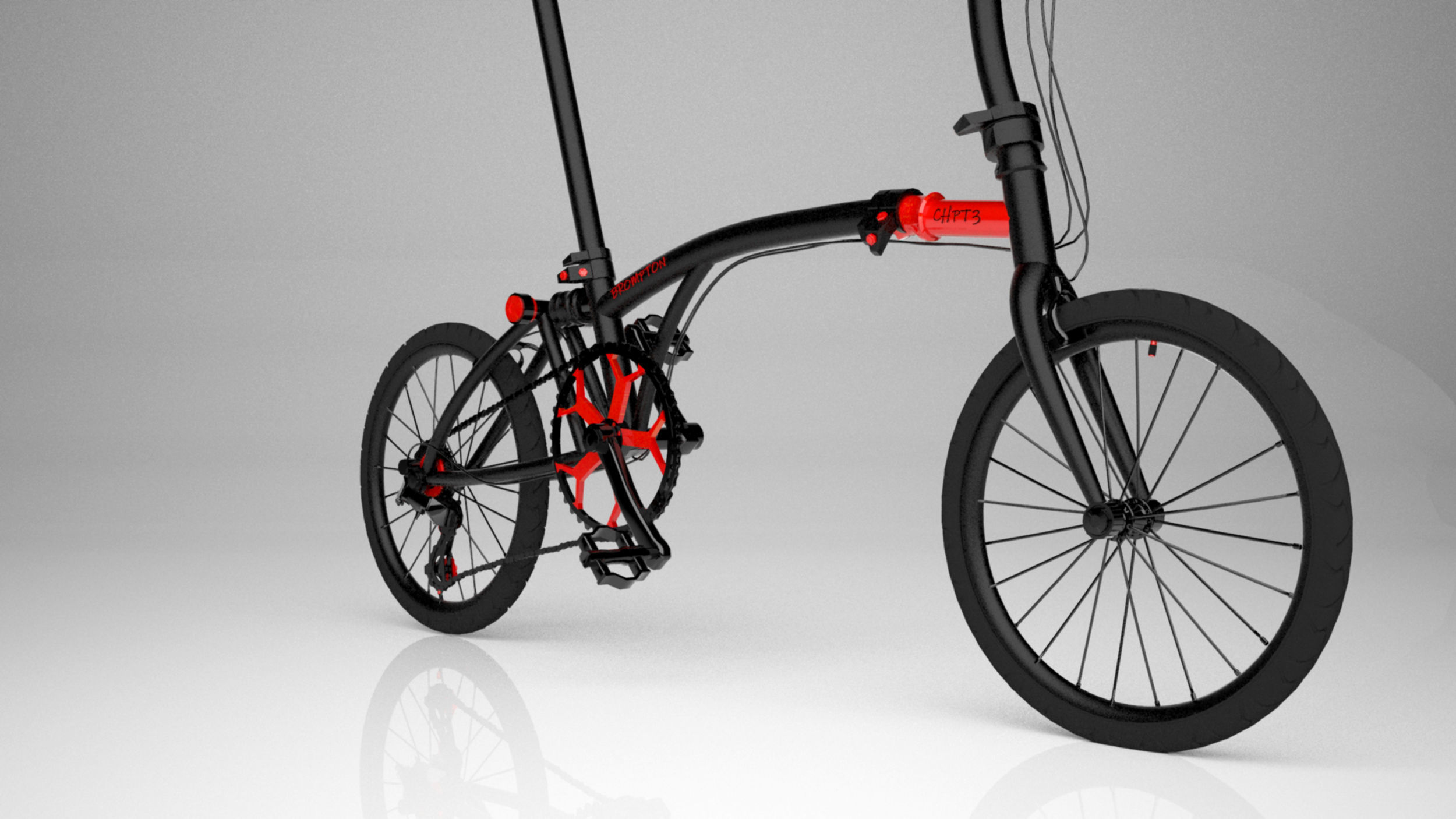 Brompton Chpt3 Black Red bicycle 3d model 3d max 2020 with vray  3D model_9