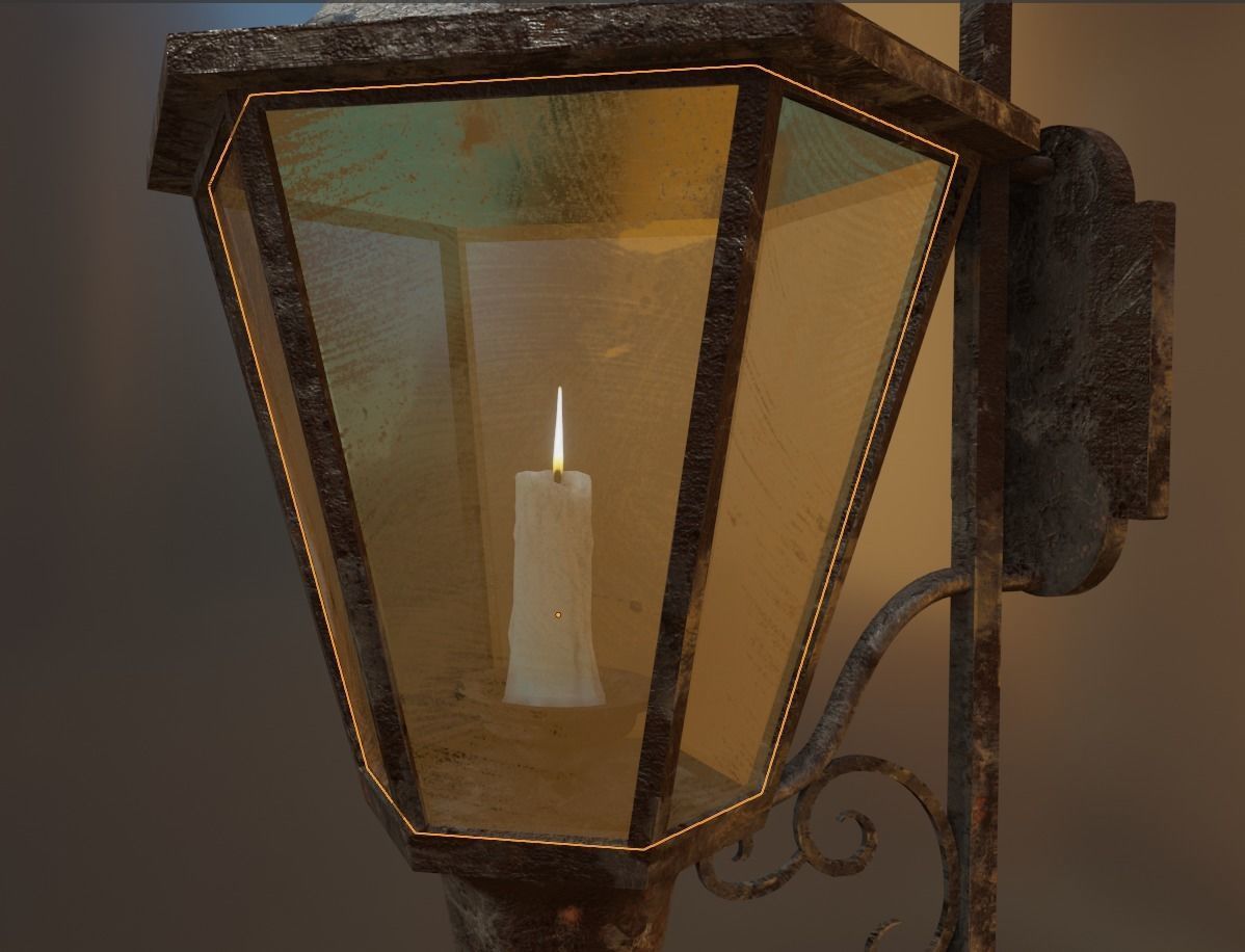 Old Antique Lamp Low-poly 3D model_9