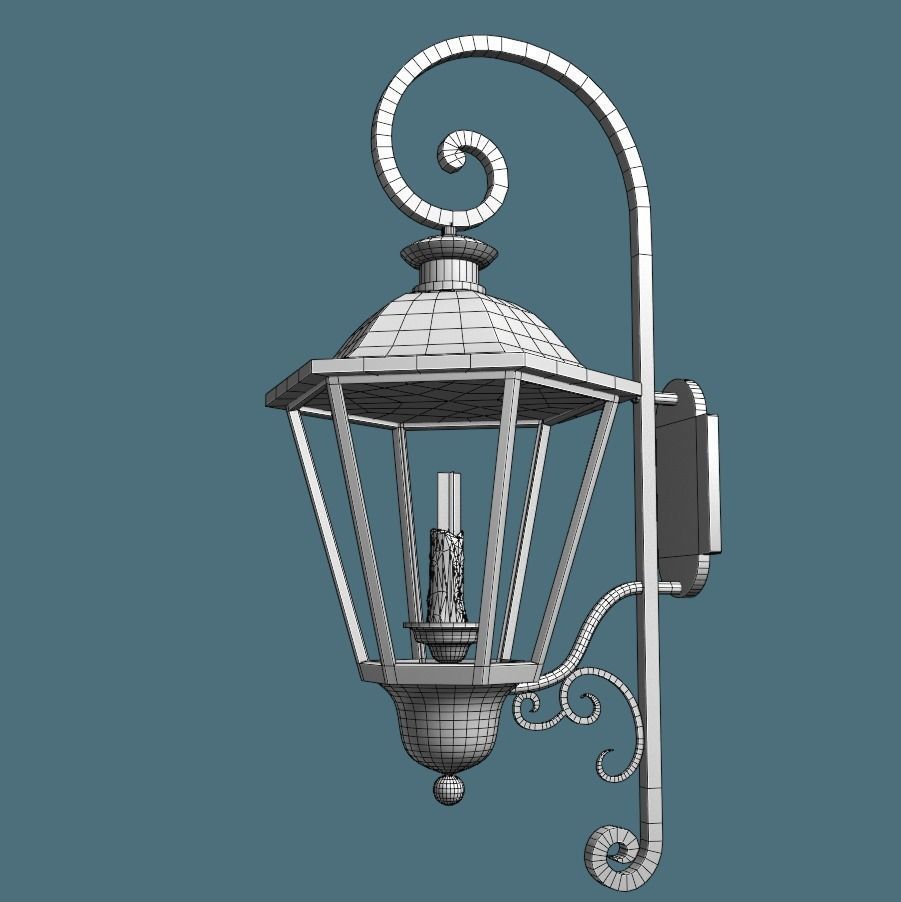 Old Antique Lamp Low-poly 3D model_5