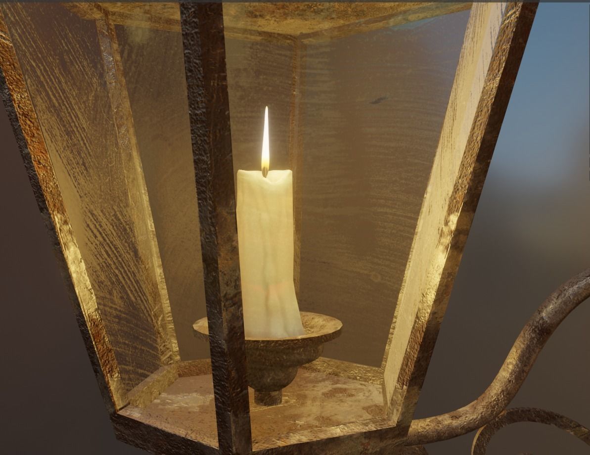 Old Antique Lamp Low-poly 3D model_2