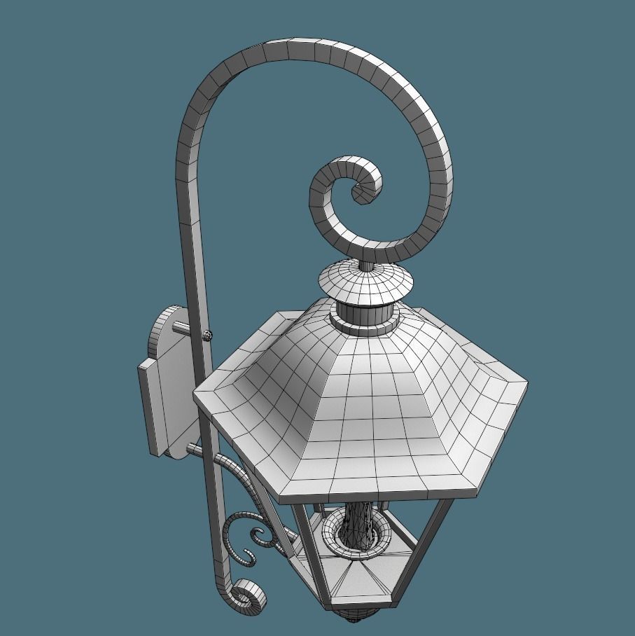 Old Antique Lamp Low-poly 3D model_8