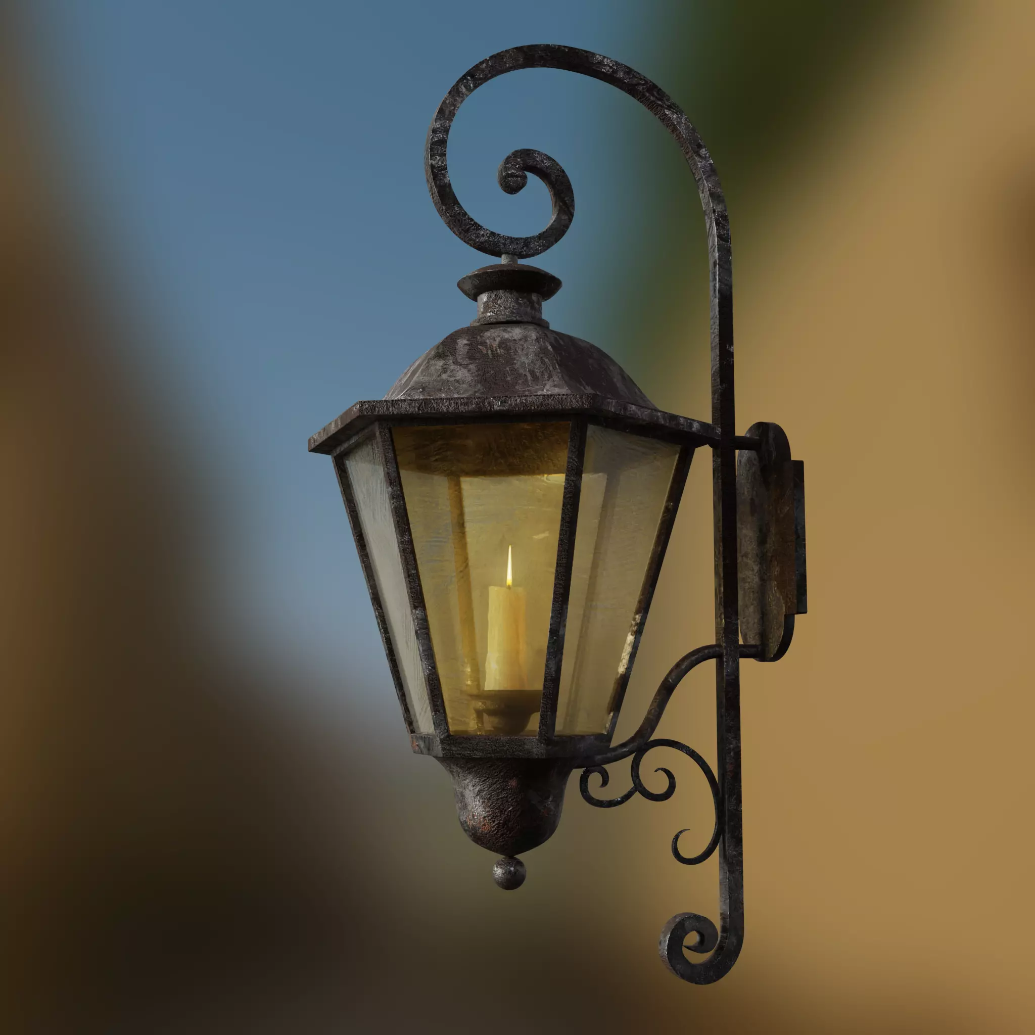 Old Antique Lamp Low-poly 3D model_0