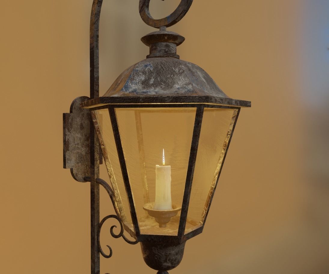 Old Antique Lamp Low-poly 3D model_4