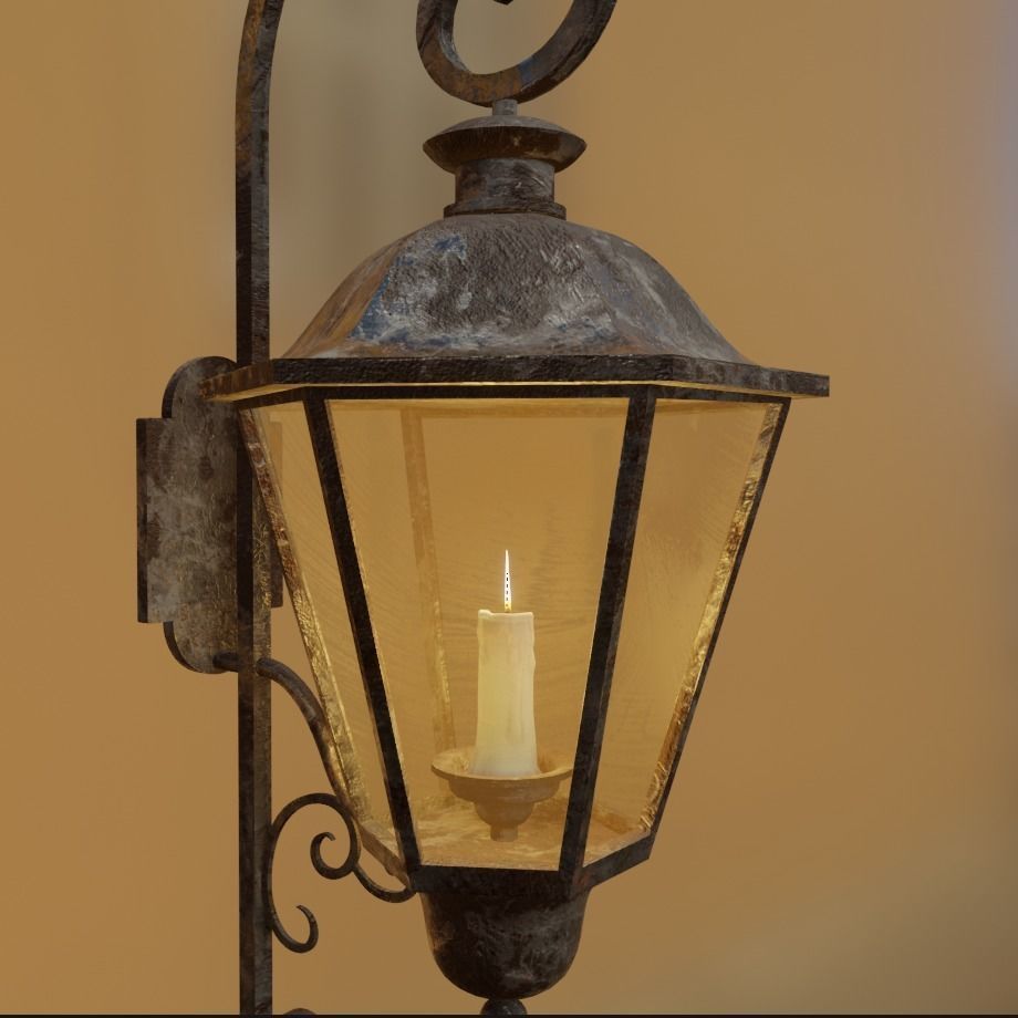 Old Antique Lamp Low-poly 3D model_3