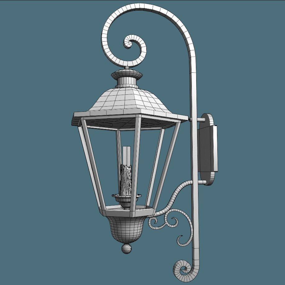Old Antique Lamp Low-poly 3D model_7