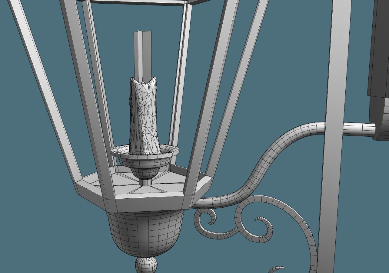 Old Antique Lamp Low-poly 3D model_6