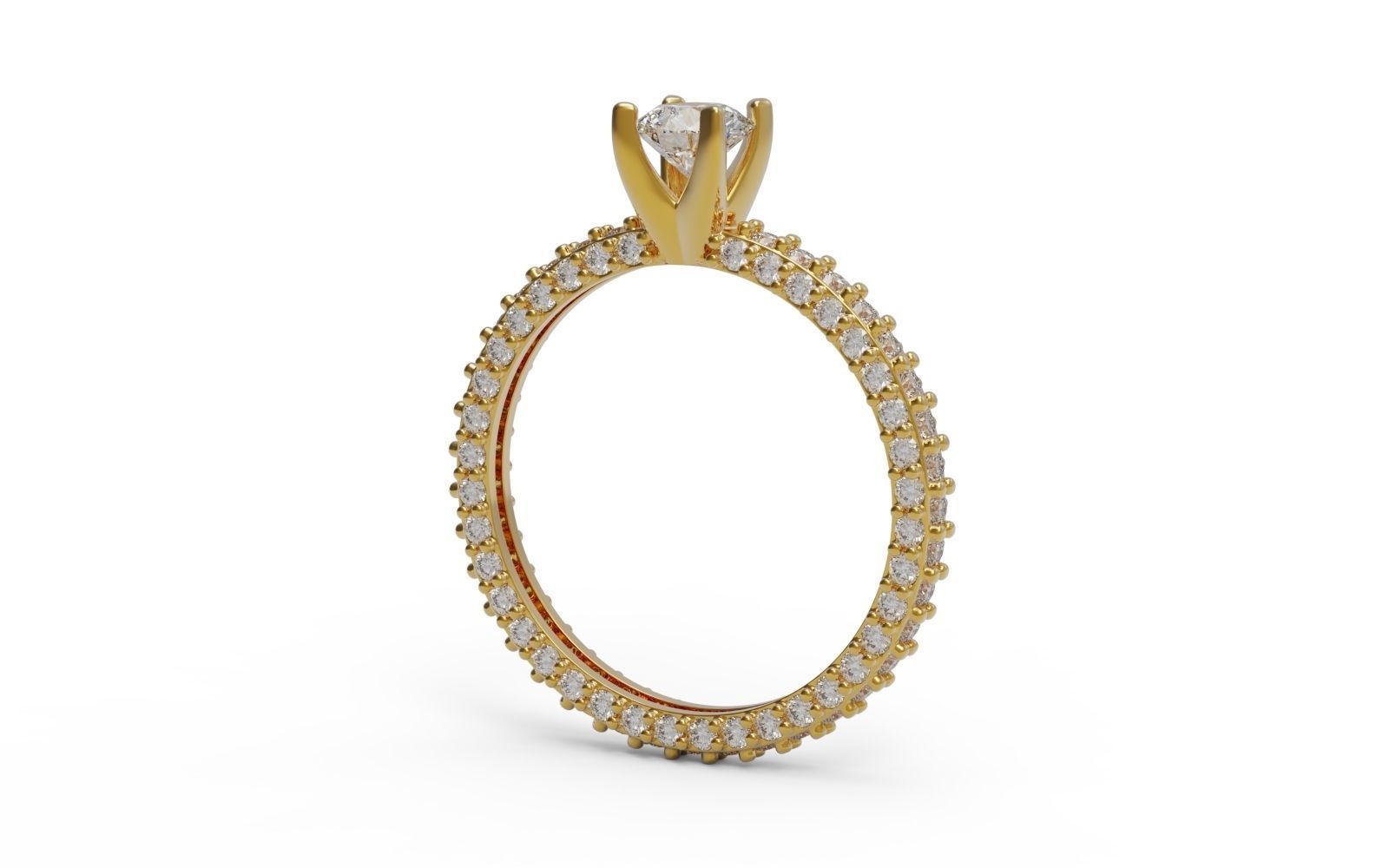 Solitaire ring 3D print model_3