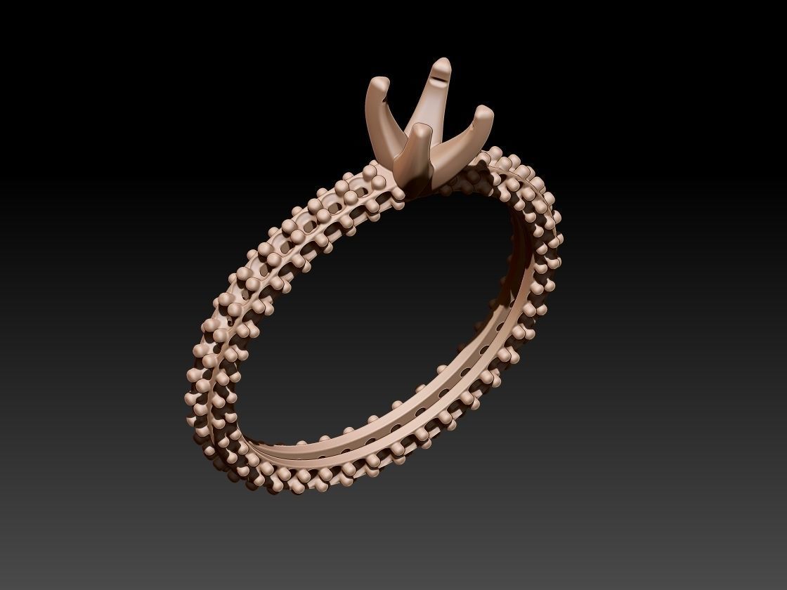 Solitaire ring 3D print model_1